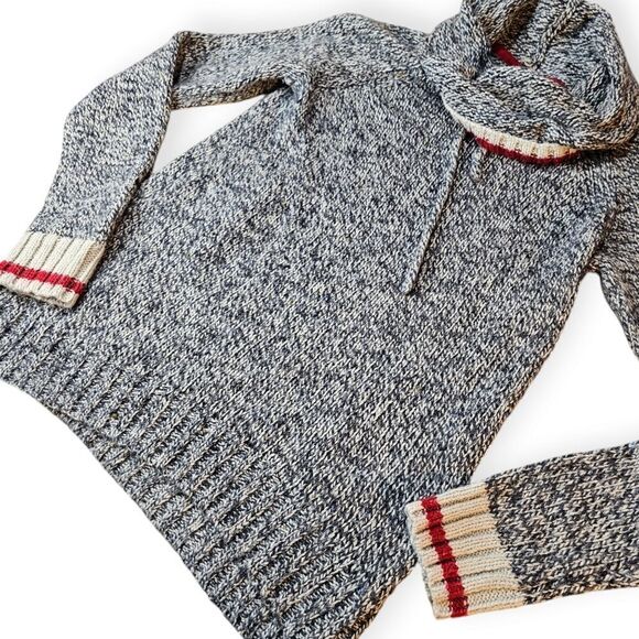 Roots Heathered Grey Cabin Classic Funnel Neck Pullover Sweater - Picture 8 of 9